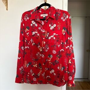 LOFT Scarlet Floral Blouse